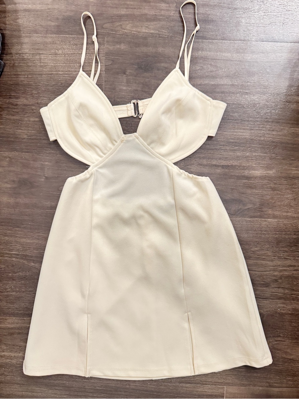 Cream Cutout Mini Dress with Adjustable Straps
